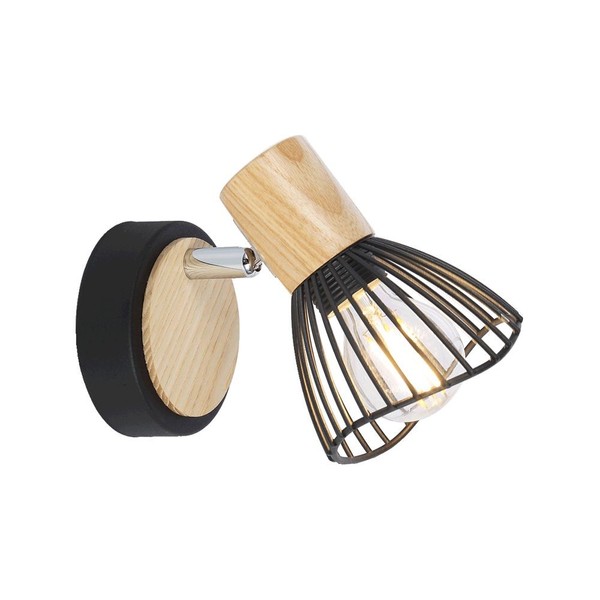 Schwarz Helle Holz Moderne Skandinavisch Spot Strahler Reflektor 1X25W/E14-image