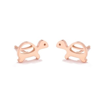 Cute Turtle Stud Earrings Stainless Steel Sea Ocean Animal Small Studs Earr - 01