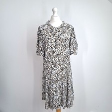 M&S Tea Dress Leopard Print UK 14 Peter Pan Collar Viscose Smock Animal Skater