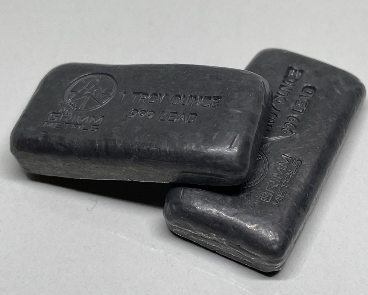 2 Grimm Metals 1 Troy Ounce .999 Lead Bars Lot Hand Poured Style