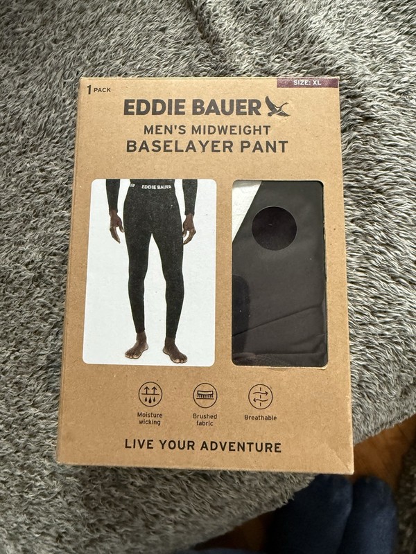 Eddie Bauer Mens Midweight Baselayer Pants Black  Size XL New In Box
