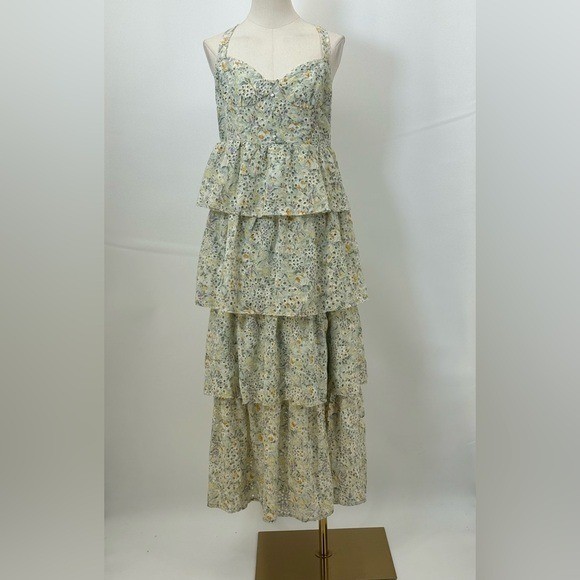 midsummer eyelet tiered maxi dress ASTR the Label | Midsummer Floral Tiered Maxi Dress | Size L