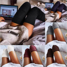 Women Knitted Wool Over Knee Long Socks Stockings Stretch Thigh High Leg Warmers