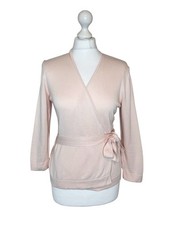 Hobbs Pale Pink Ballet Style Wrap Cardigan Size M Cotton Knit