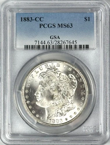 1883-CC MORGAN SILVER DOLLAR GSA PCGS MS63–FROSTY WHITE LUSTER!