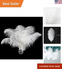 Luxurious Large White Ostrich Feathers - 24pcs for Weddings Party Centerpieces