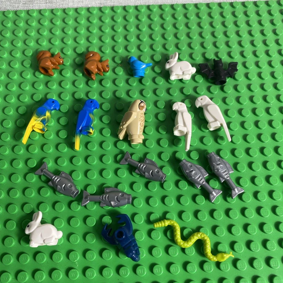 乐高动物迷你公仔 18 件装鹦鹉、松鼠、兔子、鱼、猫头鹰、蝎子 — 第 2/4 张图片