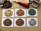 ACEO Original – Spooky Brown Fall Pumpkin – by Ailec – Linocut block print — photo 3