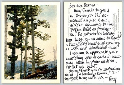 Winslow Homer Old Settlers Watercolor Art Postcard, Brüder Hartmann Berlin