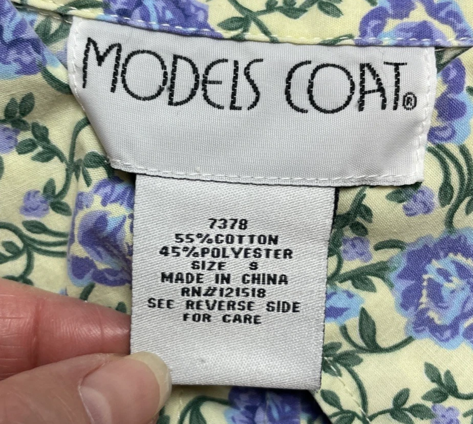 Vintage Models Coat House Dress Robe Womens S Yellow Blue Snap Front Lounge - Image 4 of 4