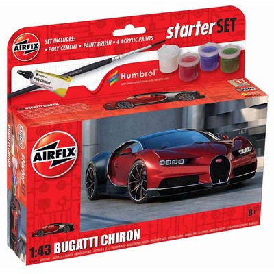 Airfix Bugatti Chiron Auto Modellbausatz Starterset A55005 Maßstab 1:43 inkl. Lackkleber