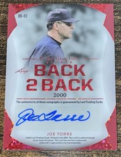 Joe Torre and Brian Cashman Dual Autograph Signed 2022 Leaf In The Game Used 2/9