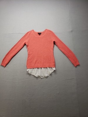 I N Studio Women Sweater S Coral Orange Round Neck Long Sleeve Winter Pullover