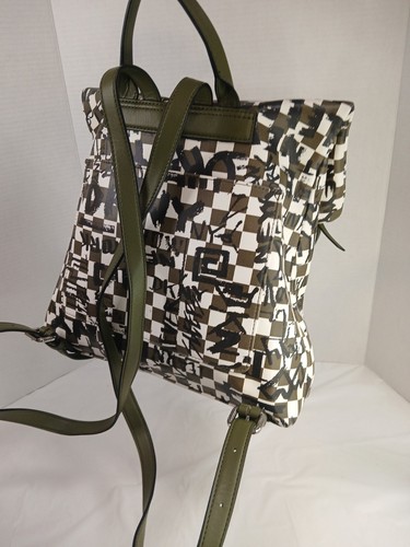 DKNY Olive Green Tilly Graffiti Fold Backpack - Picture 21 of 24