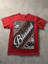 Shaka Wear Streetwear Essentials Red Blessed T-Shirt Large 100% Cotton