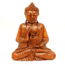 31cm Wooden Vitarka Mudra Buddha Statue Hand Carved Gift Idea Home
