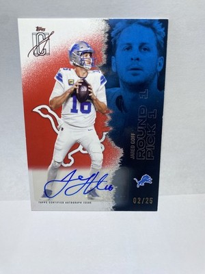 2025 Topps Signature Class Round 1 Pick 1 Jared Goff On Card Red Auto /25 Lions
