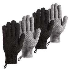 Bath Exfoliating Gloves - 4 Pcs Lengthened and Large Scrubbing Gloves for Shower