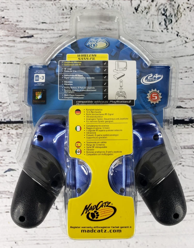 Mad Catz Blue RF Technology 2.4 GHz Wireless PS2 PS1 Controller Brand New Sealed - Image 2 of 3