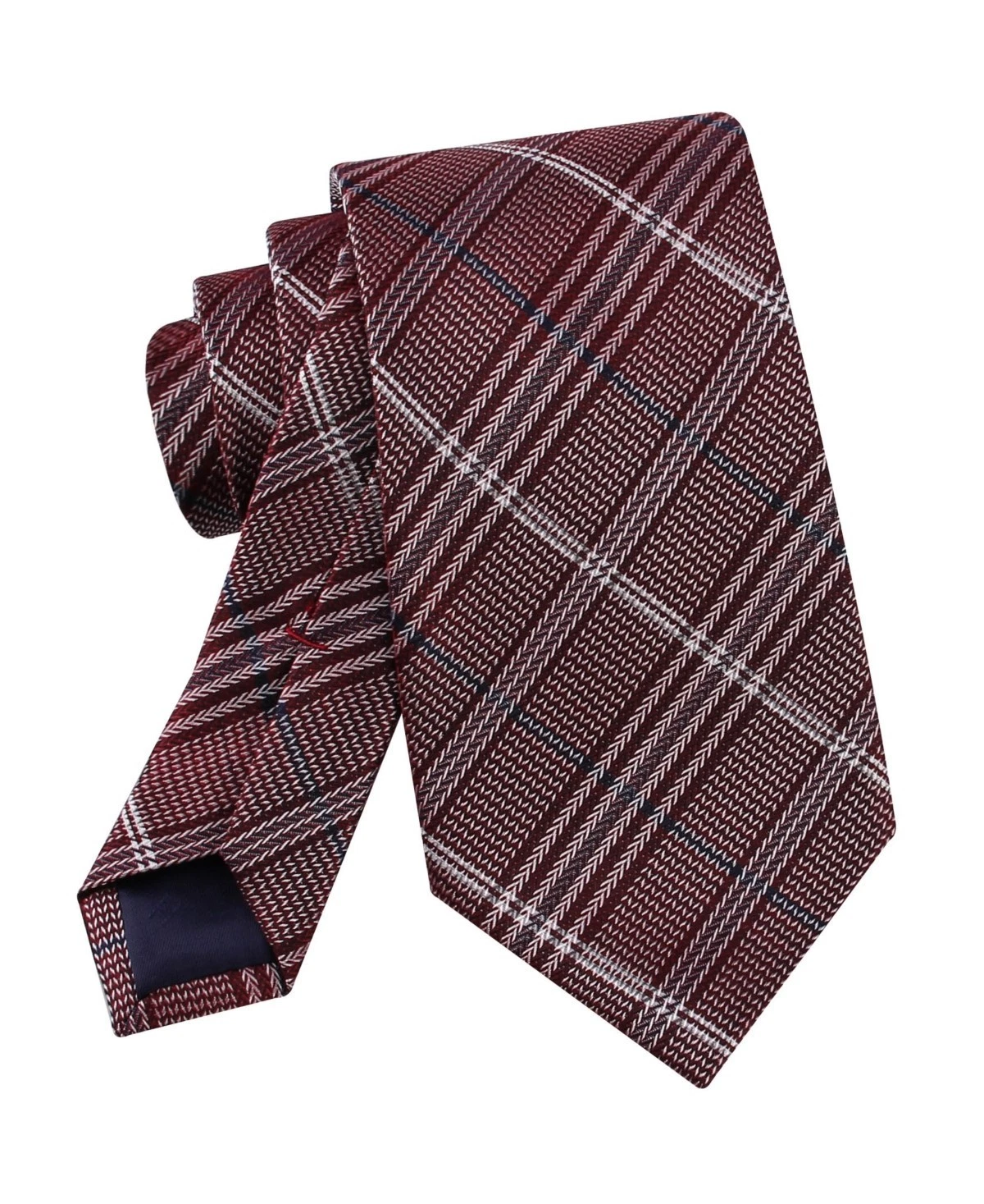 Tommy Hilfiger Men's Jeffrey Plaid Tie Dark Red OS NWT - product detail image 4