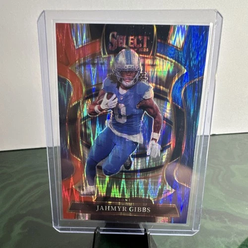 Panini Select 2025 Jahmyr Gibbs #71 Prizm Red and Blue Detroit Lions NFL Card