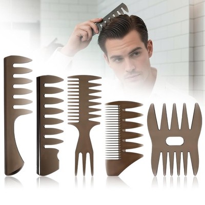5Pcs Hair Styling Combs Set Wide Tooth Texture Combs Professional Double-sided T