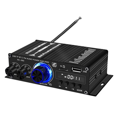 AK-360 Bluetooth Hi-Fi Power Amplifier 12V 2 Channel Stereo Digital Audio USB TF