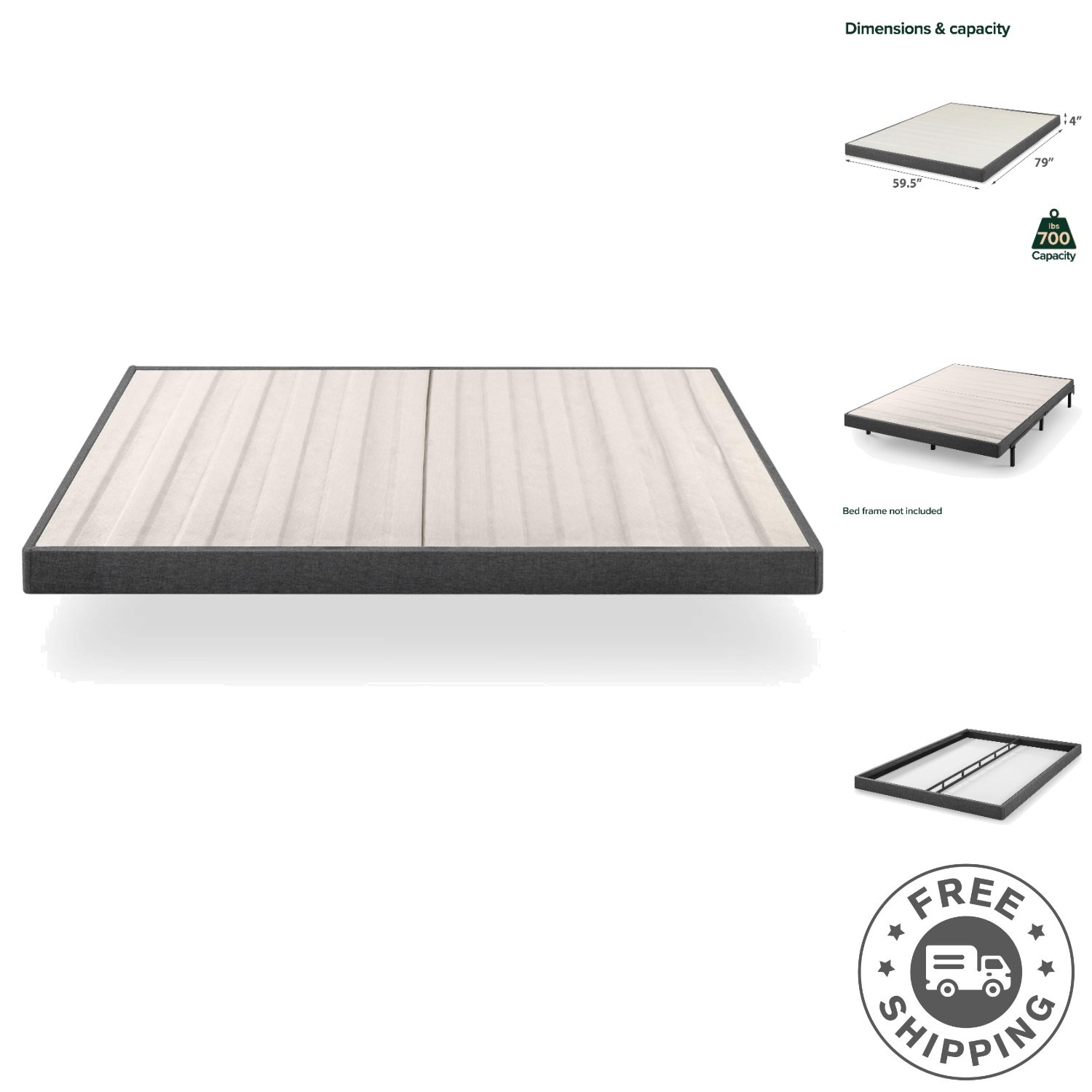 Durable Upholstered Metal & Wood Box Spring - Queen, Easy As