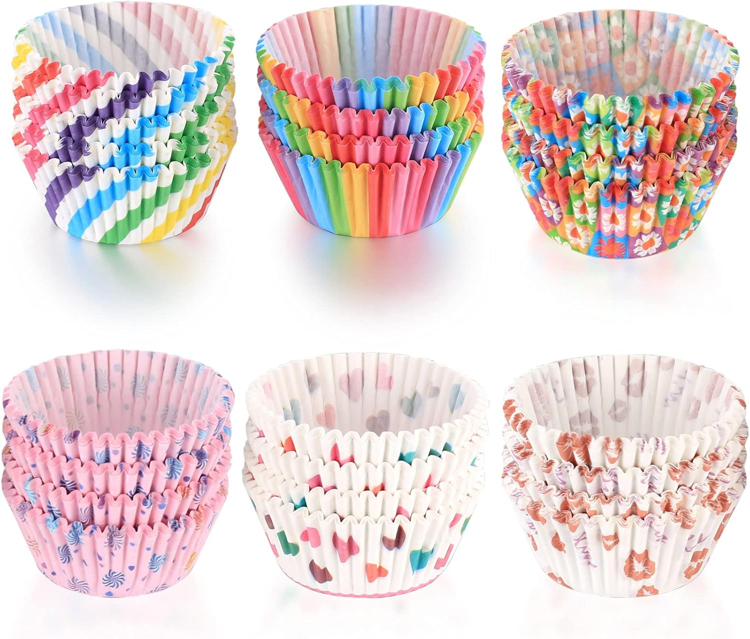 600 Pcs Cupcake Baking Muffin Cupcakes Paper Wrappers Cases Liners, Rainbow Baki