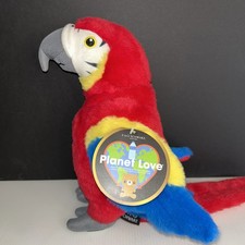 2023 FAO Schwarz 11" inch Red Blue Yellow Parrot Save the Earth-Planet Love-NWT
