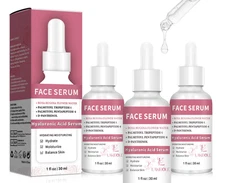 3 Pack Hyaluronic Acid Serum with Rosa Rugosa Flower Water for Enhanced Hydratio