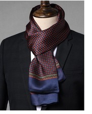 Men's 100 Pure Silk Scarf Neckerchief Cravat Double Layer Tie Casual Business