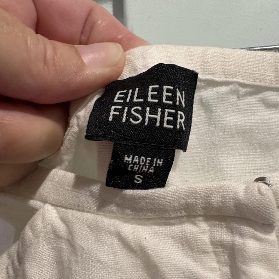 Pantalones Eileen Fisher Mujer Pequeños Blanco Marfil Pierna Ancha Recortados Cremallera Lateral Semi Transparente Foto 2 de 4