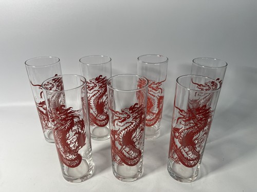 7er Set Libbey Red Dragon 7" Tall Collin’s Trinkgläser - Bild 2 von 5