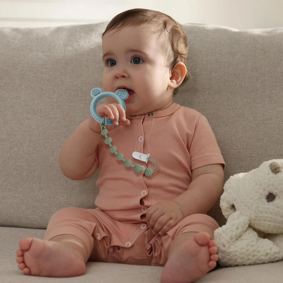 Baby Pacifier Clip, 6 Pack Silicone Pacifier Holder with One Piece Design for Ba - Image 3 of 4