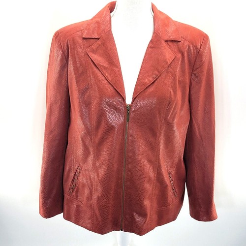TanJay Faux Snakeskin Jacket Women Size 16 Rust Lined Polyester Pre-Owned - Picture 1 of 4