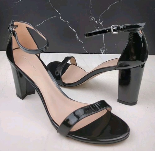 Stuart Weitzman Nearlynude Negro Correa de Tobillo Bloque Tacones N6872 Talla 11 M - Imagen 7 de 16