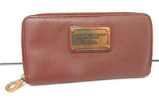 Marc by Marc Jacobs Maroon Leather Zip Around Long Wallet 8" length