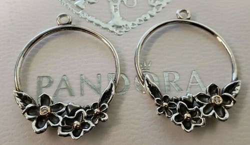 PANDORA | PENDIENTES DE DIAMANTES DE ORO 14K PLATA ME AMA NUEVOS 290636D ALE RETIRADO - Imagen 2 de 10