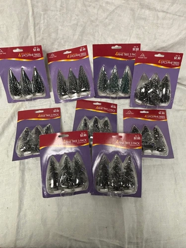NEW Holiday Time -Pine Unique Trees Bushes Snow Covered Evergreen set of 20 paks