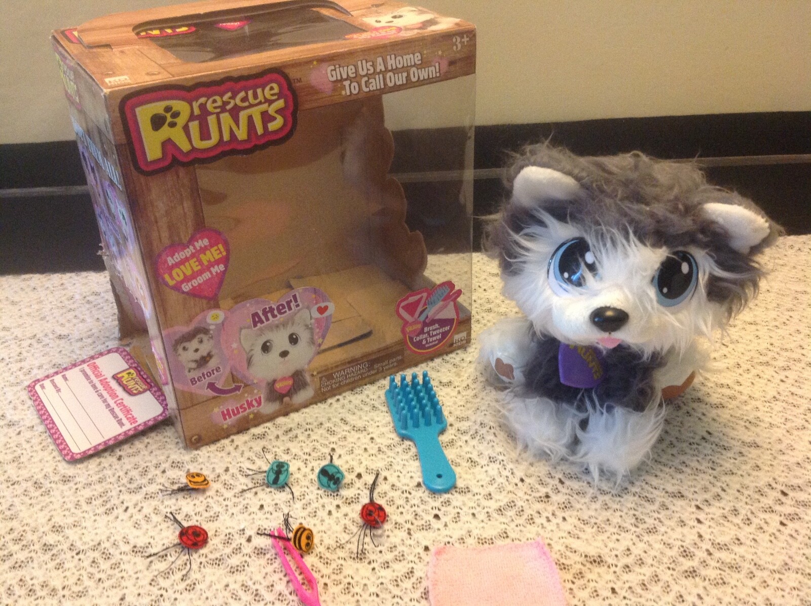 rescue runts husky plush dog