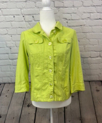 Christopher & Banks Small Crop Jacket Ladies Lime Green