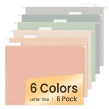 Hanging File Folders, 6 Pack Letter Size Hanging File Folders with 1/5 Morandi