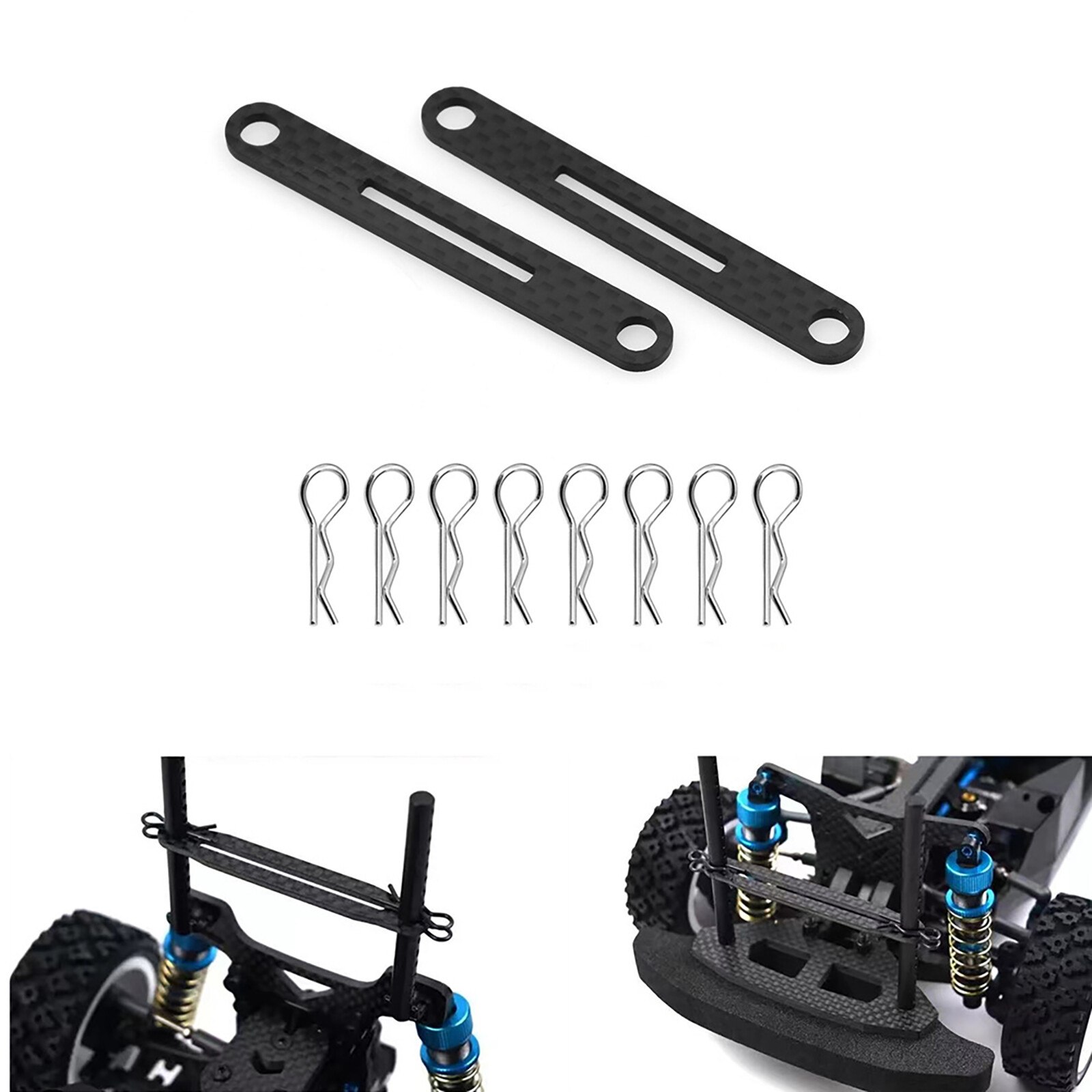 Body Mount Crossmember Set Black Carbon Fiber for Tamiya XV01 TT02 XV02 RC Car