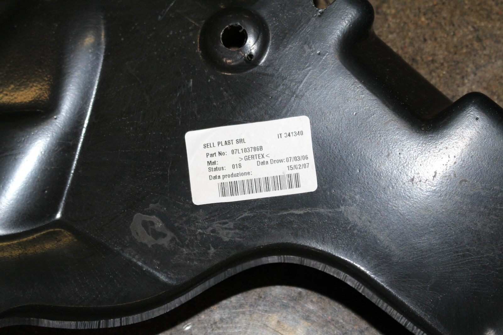 Lamborghini Gallardo, Spyder, RH, Rear Engine Bay Panel, Used, P/N 07L103786B