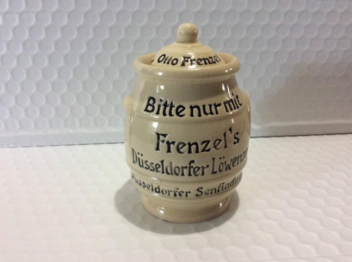Vintage Otto Frenzel Lowensenf Mustard Pot Dusseldorf Lions