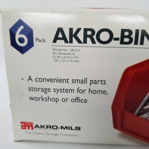 6 Akro Bins Stackable Bins Red Organization 4x5x3 Akro-Mils Brand - Picture 3 of 4