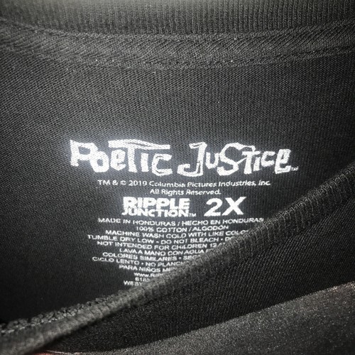 Ripple Junction Poetic Justice Black Graphic T-Shirt Men's 2XL Tupac 2Pac Lucky - Picture 4 of 6