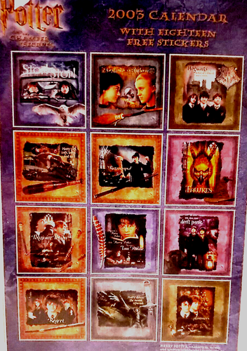 Calendario da parete Harry Potter Camera dei Segreti 2003 con 18 adesivi vintage nuovo - Foto 3 di 4