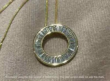 Circle Pendant 14k Yellow Gold Finish 2.30Ct Baguette Cut Lab-Created Diamond
